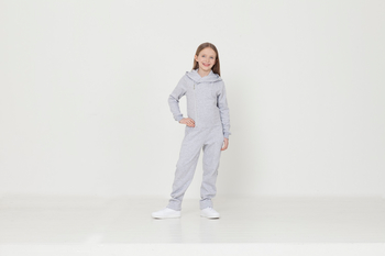 Комбинезон из футера "Серый меланж" ТКМП-СМ2 (размер 128-134) - Комбинезоны от 7 до 12 лет - Магазин детской одежды angrywolf.ru